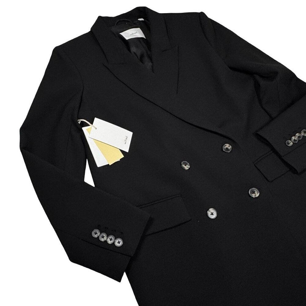 NWT Aritzia Wilfred Cherelle Black Oversized Blazer Sz S Double Breasted Career - Picture 4 of 14